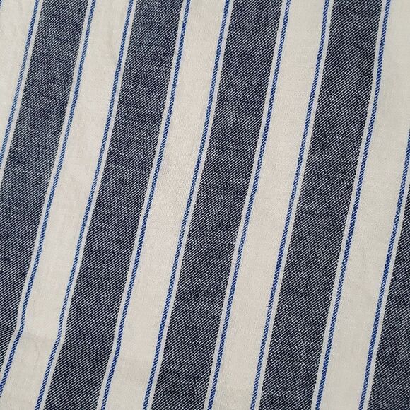 🔺️Madewell Cream & Blue Striped Huston Wide Leg Linen Pants XSmall - Picture 6 of 9